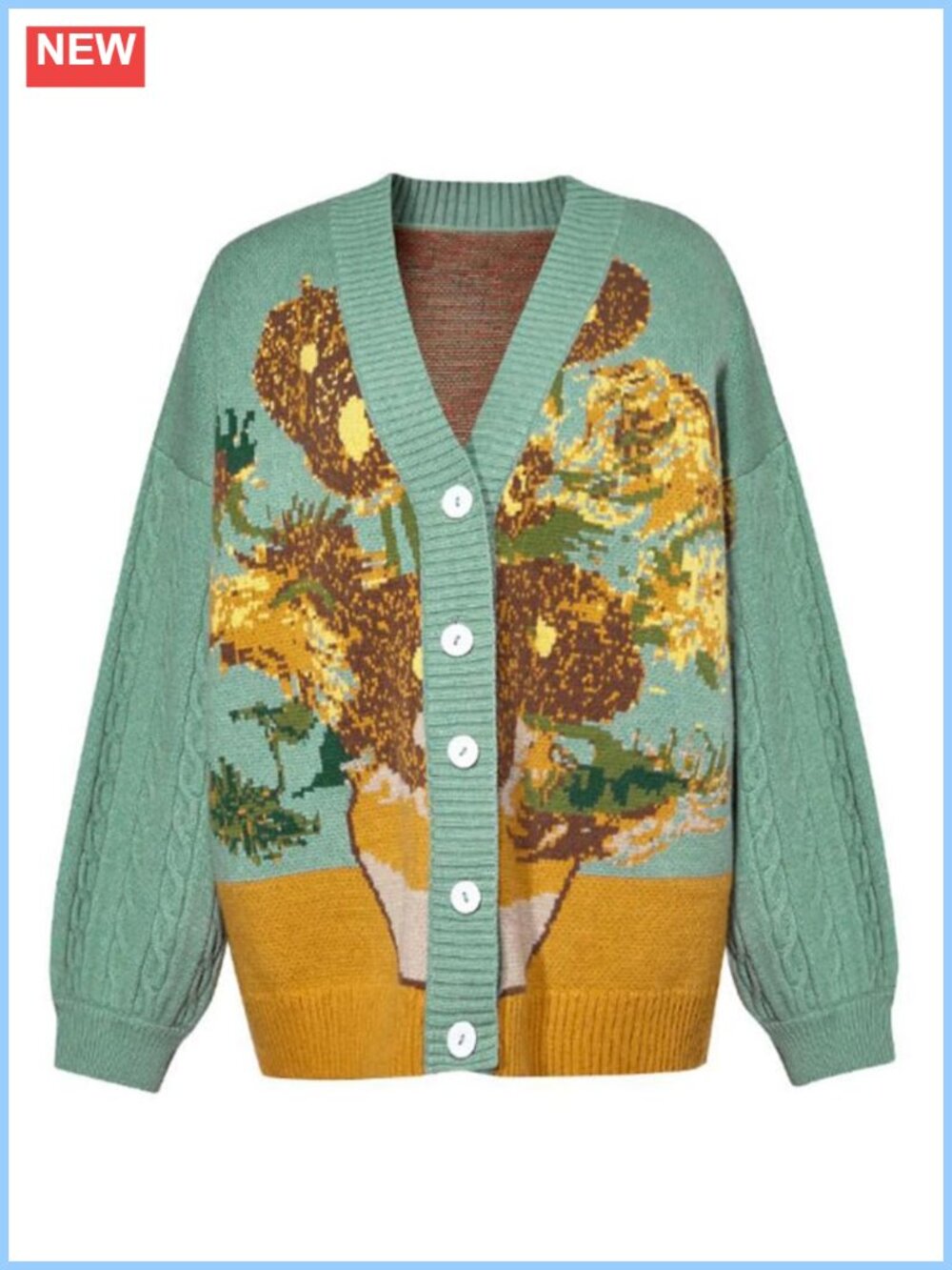 Womens V-Neck Button Up Knit Cardigan Sweater Long Sleeve